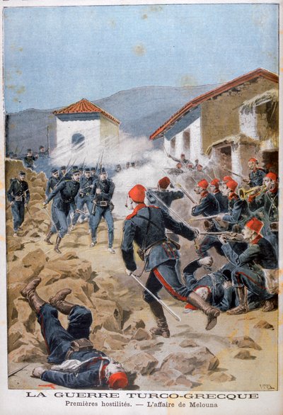 Slaget ved Meluna, græsk-tyrkisk krig, 1897 af Henri Meyer