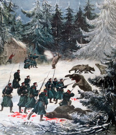 Bjørneangreb, Rusland, 1892 af Henri Meyer