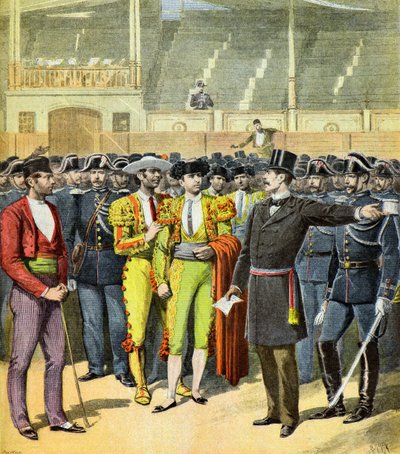Tyrefægtning forbudt i Sydfrankrig, 1895 (Illustration) af Henri Meyer