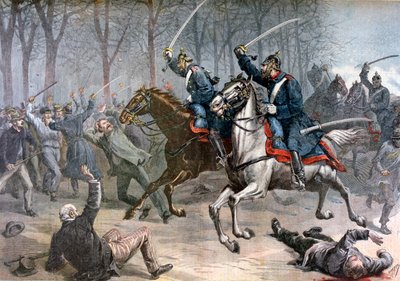 Kavaleriangreb, tyske optøjer i Leipzig, 1892. af Henri Meyer