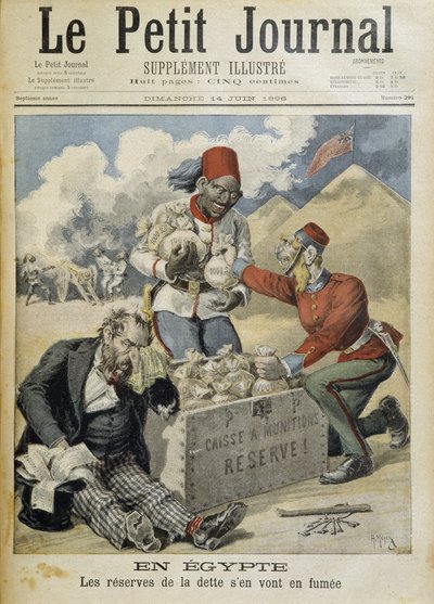 Egypten: gældsreserver går i røg - i "" Le Petite Journal"" af 14/06/1896 af Henri Meyer