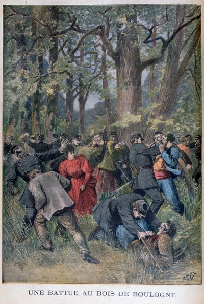 Kamp mellem gendarmer og civile i Bois de Boulogne, Paris, 1895 af Henri Meyer