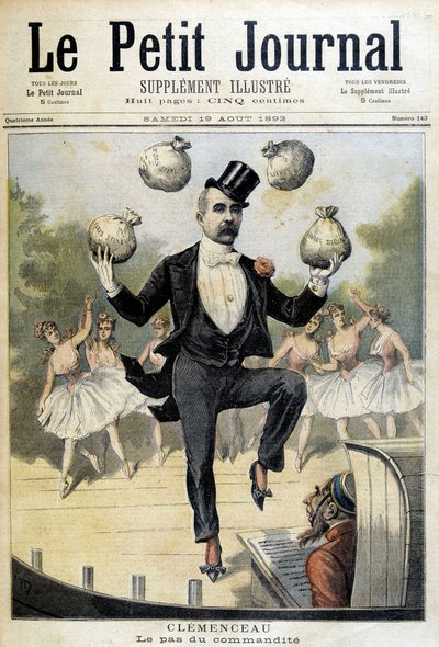 Georges Clemenceau jonglerer med Pounds Sterling - i "" Le Petite Journal"" af 19/08/1893 af Henri Meyer