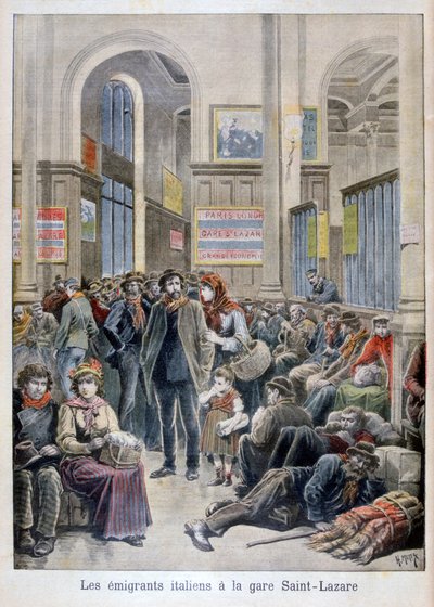 Italienske emigranter ved Gare Saint-Lazare, Paris, 1896 af Henri Meyer