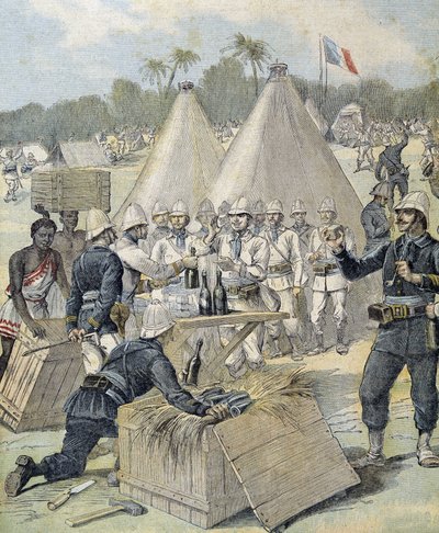 Nytårsgaver til soldater i Dahomey (nu Benin) - i "" Le Petity Journal"" af 31/12/1892 af Henri Meyer