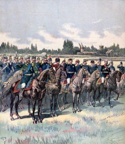 Militær gennemgang med general Saussier og udenlandske militærattachéer, 14. juli 1891. af Henri Meyer