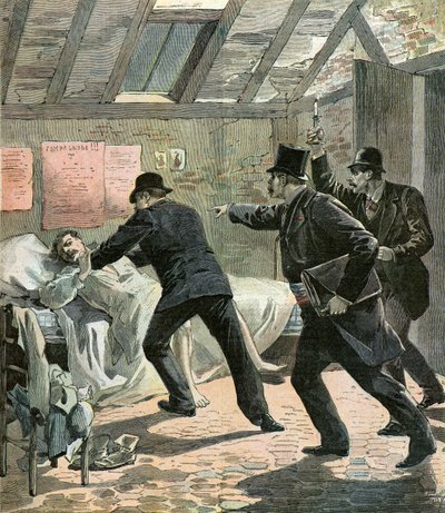 Politiet i Paris anholder en anarkist af Henri Meyer