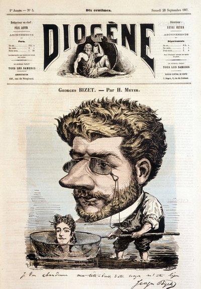 Portræt af Georges Bizet af Meyer - i "" Diogenes", 28/09/1867. af Henri Meyer