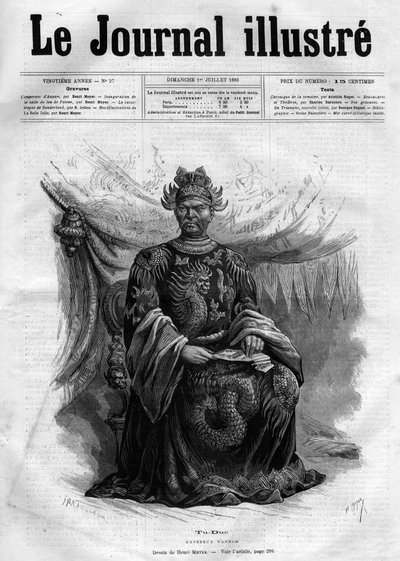 Portræt af Tu-Duc (Tu Duc) (1830-1883) Kejser af Annam (1848-1883) - Forside til "The Illustrous Diary" fra 1883 - Tegning af Henri Meyer (1844-1899) af Henri Meyer