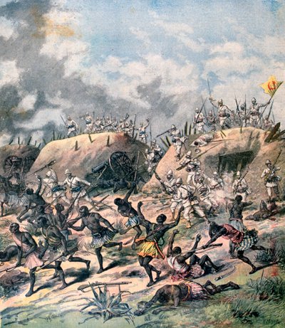 Det franske angreb på Kana, Dahomey, Afrika, 1892 af Henri Meyer