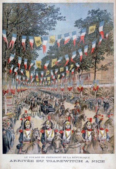 Zar Nicholas II af Rusland og præsident Felix Faure af Frankrig ankommer til Nice, 1896 af Henri Meyer
