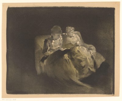 To læsende kvinder på en sofa af Henri Patrice Dillon