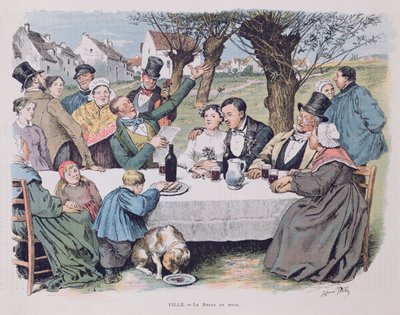 Bryllupsfest, slutningen af det nittende århundrede af Henri Pille