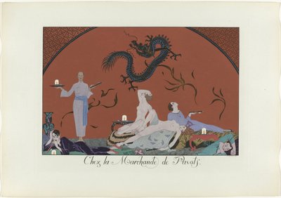 Dagens lykke eller Graces à la Mode: Chez la Marchande de Poppies. (titel på objekt) The Happiness of the Day eller Fashionable Graces (serietitel) af Henri Reidel