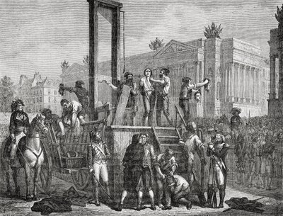 Henrettelsen af Robespierre og hans tilhængere i 1794, indgraveret af Jonnard af Henri Renaud