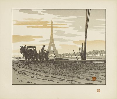 Fra Passy-kajen. Kulhandlere [De 36 udsigter fra Eiffeltårnet] af Henri Rivière