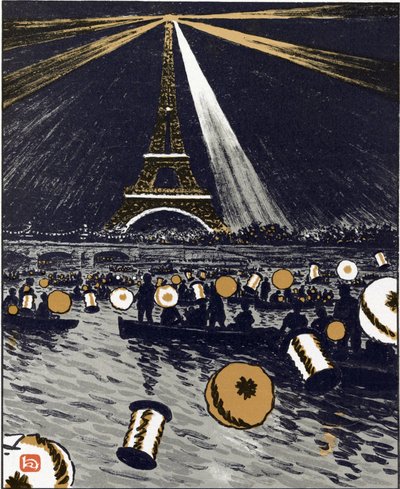 Festligheder på Seinen, 14. juli (fra 36 udsigter over Eiffeltårnet) af Henri Rivière