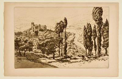 [Basilikaen i Assisi set fra La Rocca] af Henri Rivière