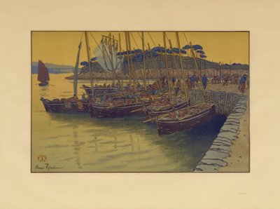 Ankomst af både i Tréboul af Henri Rivière