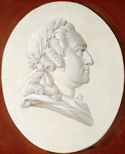 Portræt af kong Ludvig XV, bustelængde, i en malet oval, en Trompe l