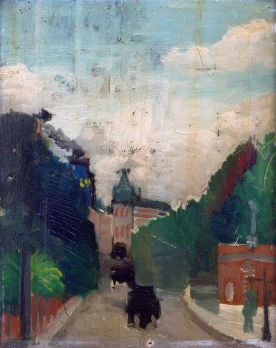 Skitse, udsigt over Metropolitan Palace af Henri Rousseau