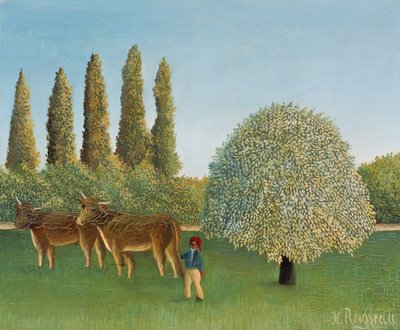 Meadowland Græsningen af Henri Rousseau