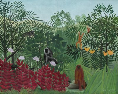 Tropisk skov med aber, 1910. af Henri Rousseau