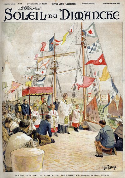 Benediction of the Newfoundland Fleet af Henry Rudaux. Indgravering i "" The Sun-Sunday"", 19. marts af Henri Rudaux