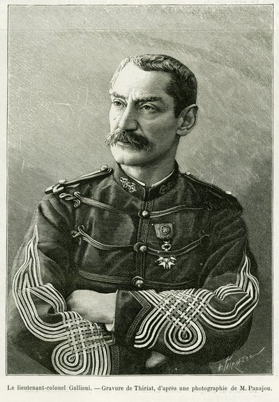 Oberstløjtnant Joseph Gallieni (1849-1916). Gravering af Thiriat, for at illustrere historien To kampagner i Fransk Sudan af Henri Thiriat