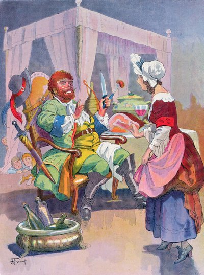 The Ogre dufter frisk menneskekød, illustration til et Perrault-eventyr 
