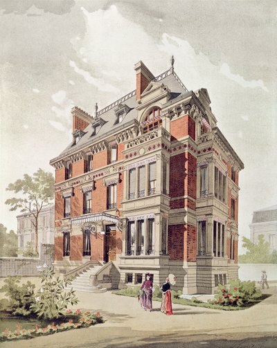 Projekt til en villa, slutningen af 1800-tallet (blæk og gouache på papir) af Henri Toussaint