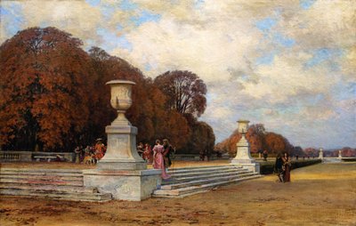 De lyserøde marmortrapper i Versailles, 1899. af Henri Zuber