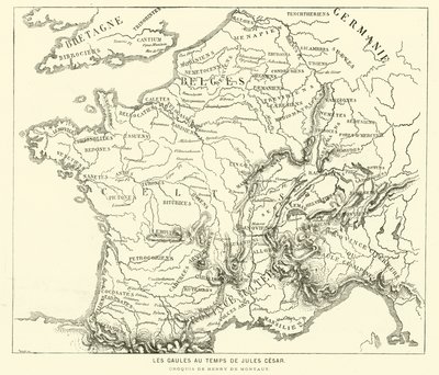Gallernes land under Julius Cæsars tid (gravering) af Henri de (after) Montaut