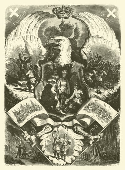 Soldater og uniformer fra den polske hær under opstanden 1863-1864 mod russisk styre (gravering) af Henri de (after) Montaut