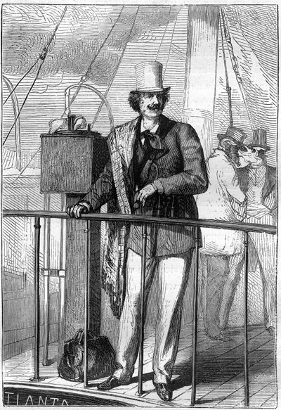 Illustration af bogen "Fra jorden til månen" af Jules Verne, udgave Hetzel af Henri de Montaut