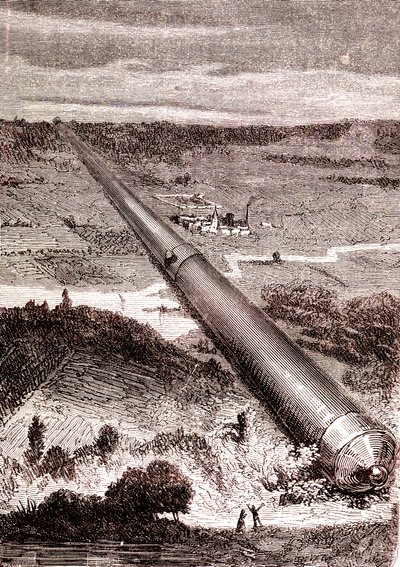 Den gigantiske rumpistol fra J. T. Maston, "From the Earth to the Moon" af Jules Verne af Henri de Montaut