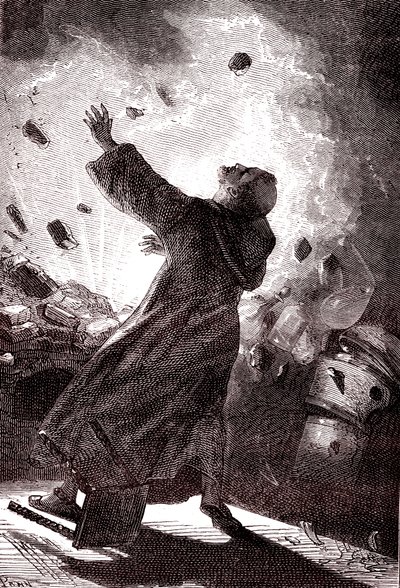 Munken Berthold Schwartz, "Fra jorden til månen" af Jules Verne af Henri de Montaut