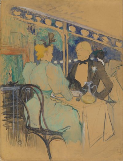 Modebevidste mennesker på Les Ambassadeurs (På Les Ambassadeurs: Stilfulde mennesker) af Henri de Toulouse-Lautrec