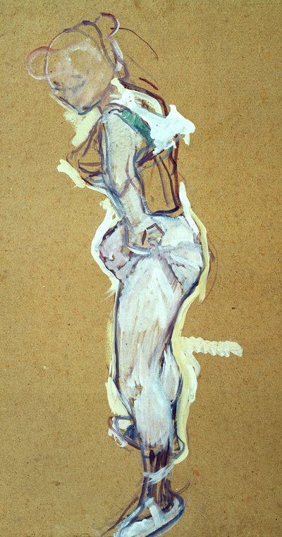 Trapezkunstner justerer sin skjorte af Henri de Toulouse Lautrec