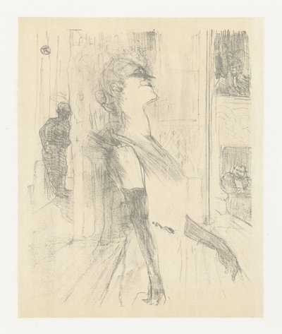 Portret af skuespillerinden Yvette Guilbert under optræden Yvette Guilbert på scenen Yvette Guilbert: Engelsk serie (serietitel) af Henri de Toulouse Lautrec (signed by artist)