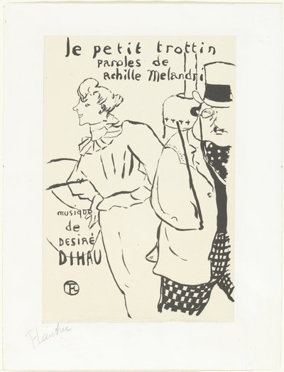 Kvinde som løbepige og mand med hat Le petit troittin af Henri de Toulouse Lautrec (signed by artist)