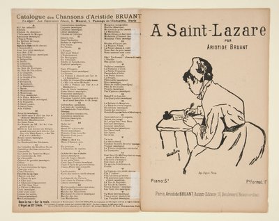A Saint-Lazare, ord og musik af Aristide Bruant, omslag til noder af Henri de Toulouse Lautrec