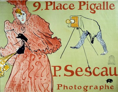 Annoncering for fotograf P. Sescau, 9 Place Pigalle i Montmartre. Plakat af Henri De Toulouse Lautrec (1864-1901) af Henri de Toulouse Lautrec