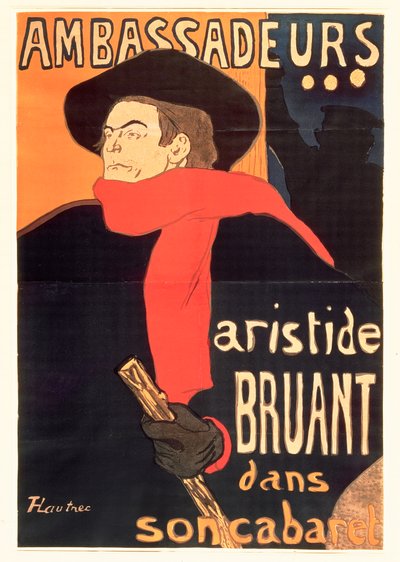 Ambassadører: Aristide Bruant, 1892 af Henri de Toulouse Lautrec