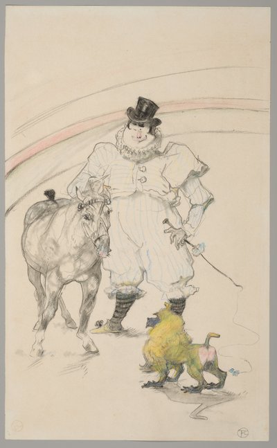 I cirkus: Dresseret pony og bavian af Henri de Toulouse-Lautrec