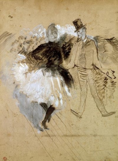 Ved Moulin de la Galette. La Goulue og Valentin den Udbenede af Henri de Toulouse Lautrec