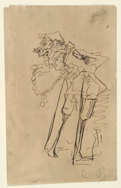 Karikatur af en soldat, der holder en dekoration af Henri de Toulouse Lautrec