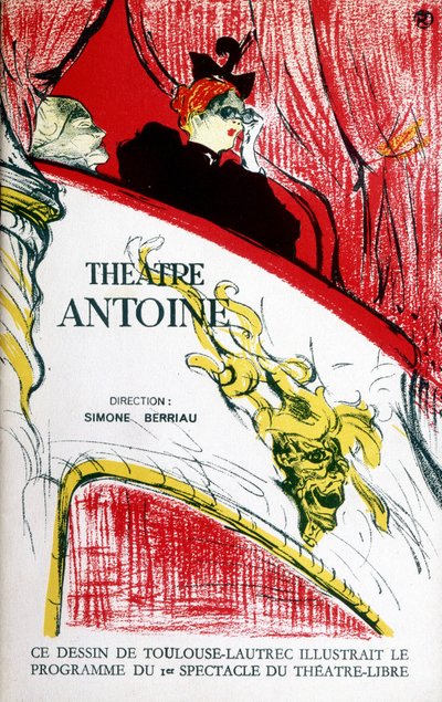 Cover of the program of the theater Antoine, directed by Simone Berriau, 1956. Illustration by Toulouse Lautrecdani af Henri de Toulouse Lautrec