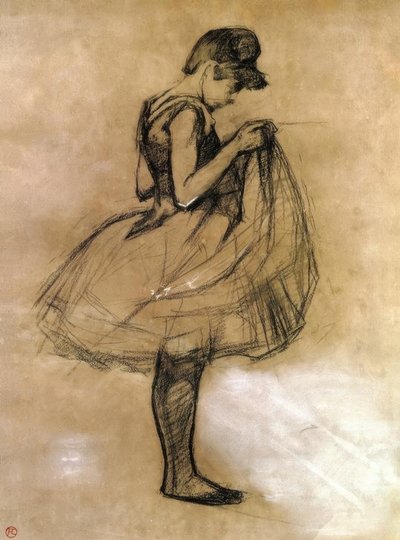 Danser justerer sin skjorte af Henri de Toulouse Lautrec