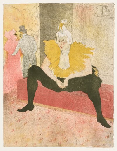 Elles: Den siddende klovn, Mlle Cha-u-Ka-o, 1896. af Henri de Toulouse Lautrec